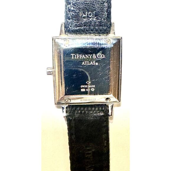 Tiffany Atlas Sterling Silver Ladies Watch Roman Numerals Lizard Strap Very Good - Picture 5 of 8
